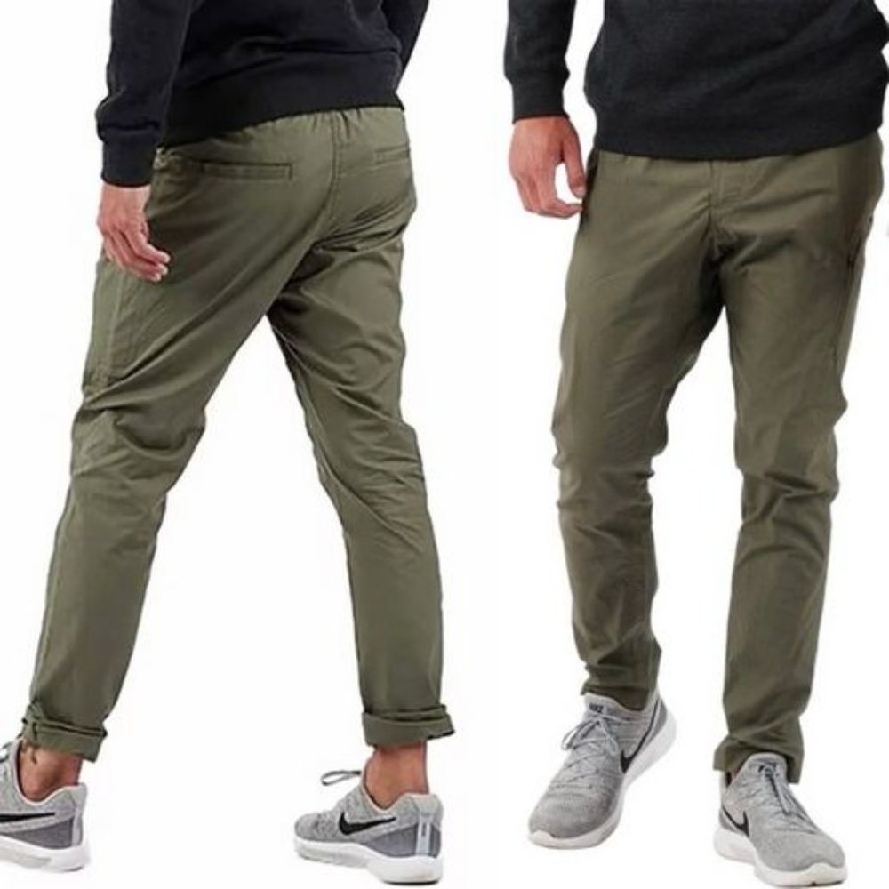 Vuori Mens Ripstop Pants Green #V412 Tapered Leg Drawstring Waist Pockets sz Md